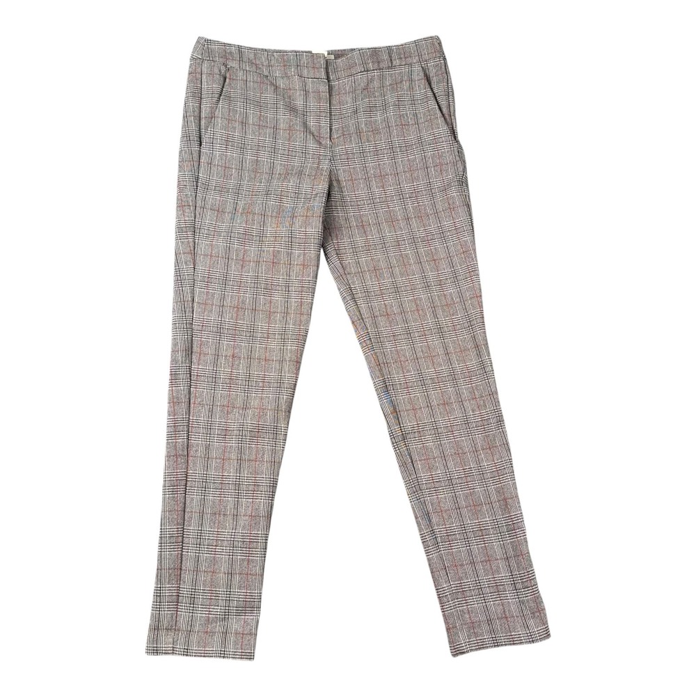 Adrienne Vittadini Grey Red Glen Plaid Slim Leg Trouser Size‎ 6 Workwear 507